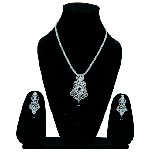 Elegant Blue Stone Designer Necklace Set for Party Wear